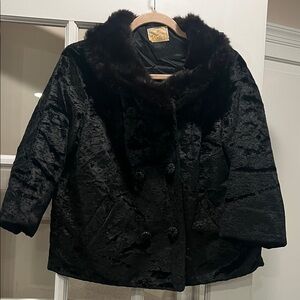 Velvet Luxe Black Teddy Jacket Vintage Excellent Condition